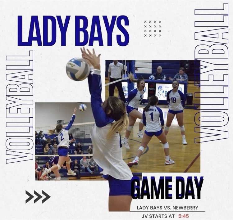 It’s GAME DAY! The Lady Bays travel to Newberry for our season opener. JV starts at 5:45. Let’s GO BLUE 🏐💙